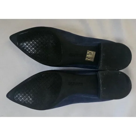 PAS DE ROUGE Women's Navy Blue Suede Pointed Toe Low Block Heel Shoes Size 40.5 - Picture 6 of 8